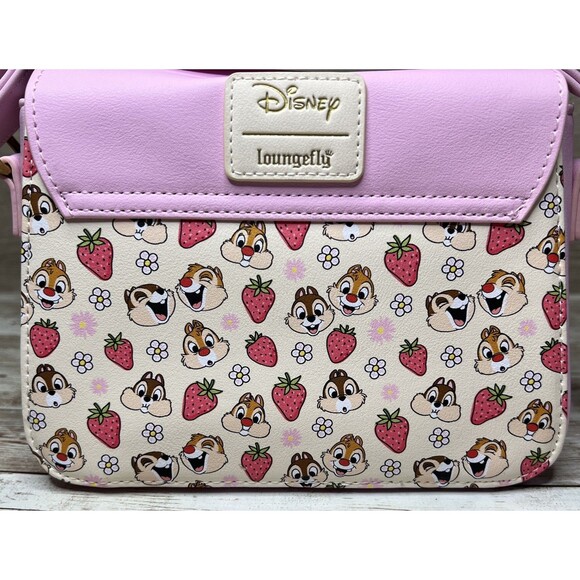 Loungefly Disney Chip 'N' Dale Strawberries Crossbody Bag Purse Chipmunks Pink - Picture 5 of 16